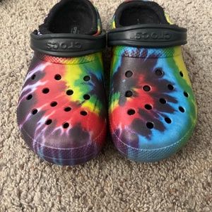 Rainbow Fur Lines Crocs
